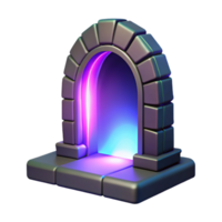 Glowing Portal Digital Render of Archway with Neon Lights png
