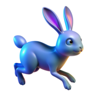 3D Render of a Leaping Blue Rabbit png