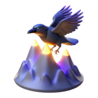 3D Render of Bird Soaring Above Luminous Peaks png