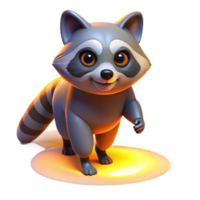 Adorable 3D Render of a Raccoon Character png