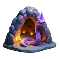 Purple Horned Serpent in Cave with Candles png