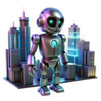 Robot in a Futuristic City Exploring Automation and Urban Design png