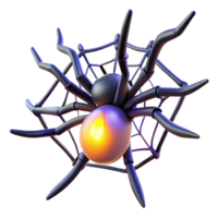 Glowing Spider in Web 3D Render of Arachnid png