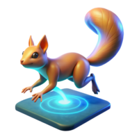 3D Render of a Squirrel on a Futuristic Platform png