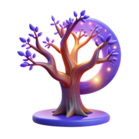 Enchanted Tree and Moon A 3D Render of Fantasy Nature png