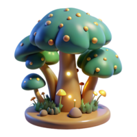 Enchanted Glowing Mushroom Forest 3D Render png