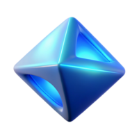 Abstract Blue Glowing Geometric Shape 3D Render of a Luminous Crystal png