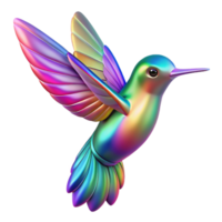 Iridescent Hummingbird A 3D Rendering of a Colorful Bird in Flight png