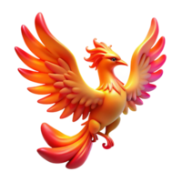 Fiery Phoenix Bird 3D Render of Mythical Creature png