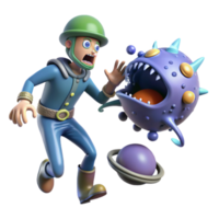 Digital Render of a Soldier Confronting a Virus png