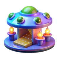 Whimsical 3D Render of a Futuristic Carousel with Lights png