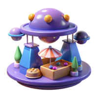 Whimsical 3D Render of a Playful Spaceship Playground png