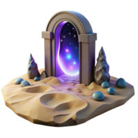 Cosmic Gateway A 3D Render of an Archway to the Stars png