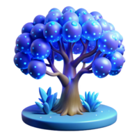 Glowing Orb Tree Digital Render of a Fantasy Tree with Illuminated Fruit png