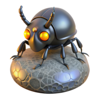 3D Render of a Metallic Insect on a Textured Rock png