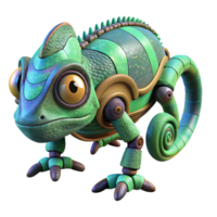 Mechanical Chameleon 3D Render of a Robotic Lizard png