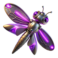 Cybernetic Dragonfly Futuristic Insect Robot with Illuminated Wings png
