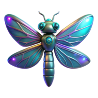 Luminous Insect Robot 3D Render of Futuristic Bio-Mechanical Dragonfly png