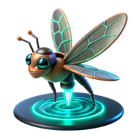 Cybernetic Dragonfly 3D Render of Futuristic Insect png