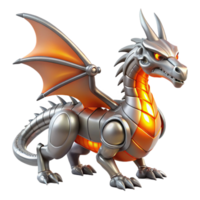 Mechanical Dragon with Illuminated Core 3D Render png