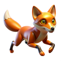 3D Render of a Playful Orange Fox in Motion png