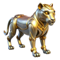 Golden Robotic Lion A Digital Model of Mechanical Feline png