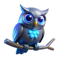 Cybernetic Owl 3D Render of a Futuristic Avian png