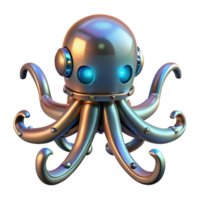 Metallic Octopus Robot 3D Render of a Futuristic Cephalopod png