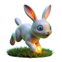 3D Render of an Adorable Bunny Hopping Through Grass png