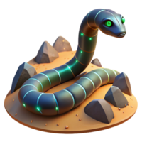 Robotic Snake in Desert Environment 3D Render png