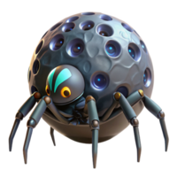 Futuristic Spherical Spider Robot Design Digital Render of a Mechanical Arachnid with Multiple Eyes png