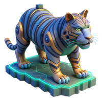 Robotic Tiger Figurine Futuristic, Mechanical, Striped, Big Cat, Digital Render, Cybernetic Animal, Digital Art, Sci Fi Creature, Game Asset png