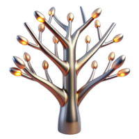 Abstract Metal Tree with Illuminated Branches A Digital Rendered Design png