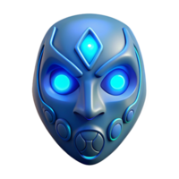 Futuristic Glowing Mask Digital Render of Abstract Cyberpunk Headgear png