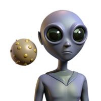 Alien Encounter 3D Render of Grey Alien with Mysterious Orb png