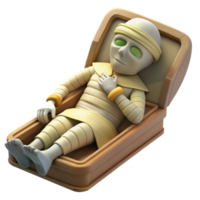Cartoon Mummy in Coffin 3D Render of an Ancient Egyptian Style Figure png