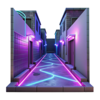 Neon Nightscape Cyberpunk Alleyway with Glowing Lines png