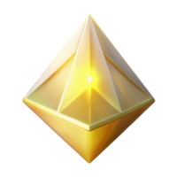Luminous Golden Pyramid A 3D Render of a Sparkling Geometric Shape png
