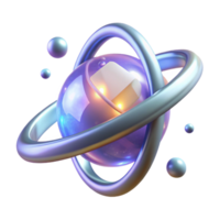 Abstract 3D Render of a Glowing Orb in Orbit png
