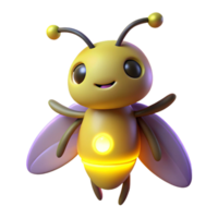 Cute 3D Render of a Glowing Bee png