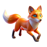 3D Render of an Adorable Red Fox Running png