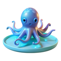 Adorable 3D Render of a Curious Octopus in a Pool png