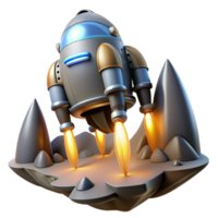 Retro Rocket Launching from Cratered Planet Surface png