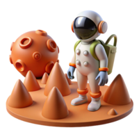 Astronaut on Alien Planet Digital Render of Space Exploration png