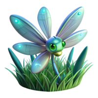 Luminescent Robotic Insect in Grassland png