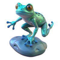 3D Render of a Cartoon Frog on a Rock png