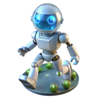 Futuristic Robot Walking on Illuminated Platform with Glowing Spheres png