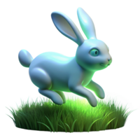 3D Render of a Rabbit Hopping Through Grass png