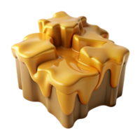 Abstract Golden Molten Form, 3D Render of Melted Puzzle png