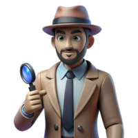 Cartoon Detective with Magnifying Glass Investigating a Mystery png